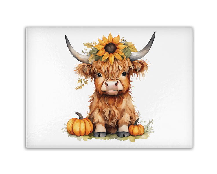 Highland Cow Kitchen Premium Glass Cutting / Chopping Board - Cute Gift