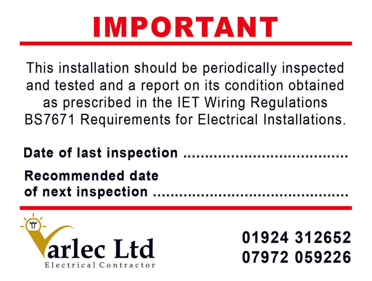 Electrical Inspection Periodic Test Labels/Stickers 100mmx80mm X 100
