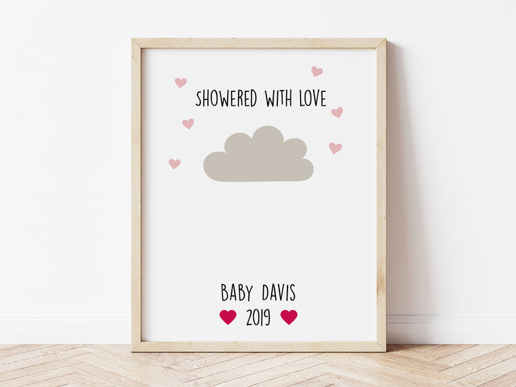 Personalised Baby Shower Fingerprint Birth Keepsake A4 Poster Print