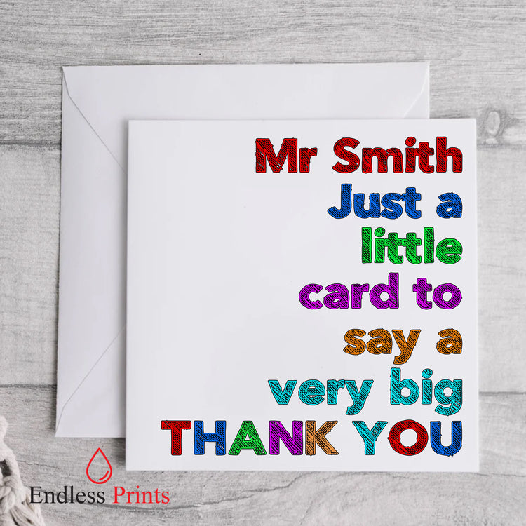 personalised teacher end of school term greeting card