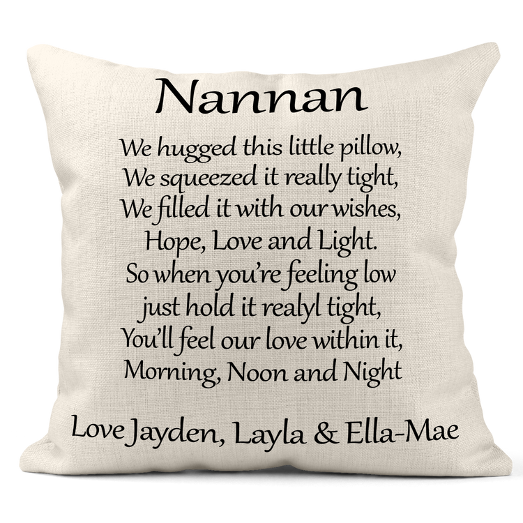 personalised grandparent, nanny, nannan, gran, granny, Mum gift pillow