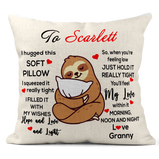 personalised sloth hugged this pillow cushion mothers day birthday christmas gift 