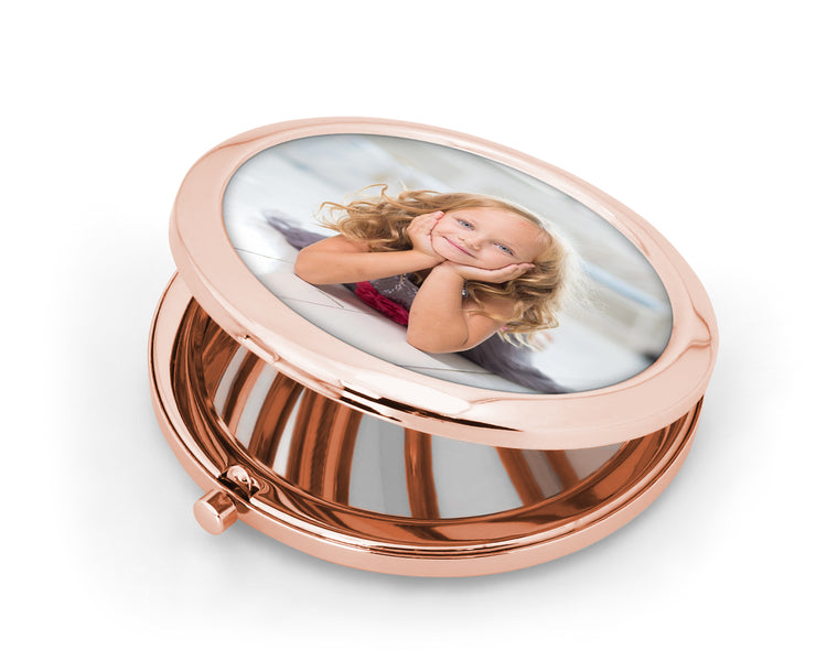 Photo Rose Gold Handbag Compact Mirror - Personalised Image / Picture Gift