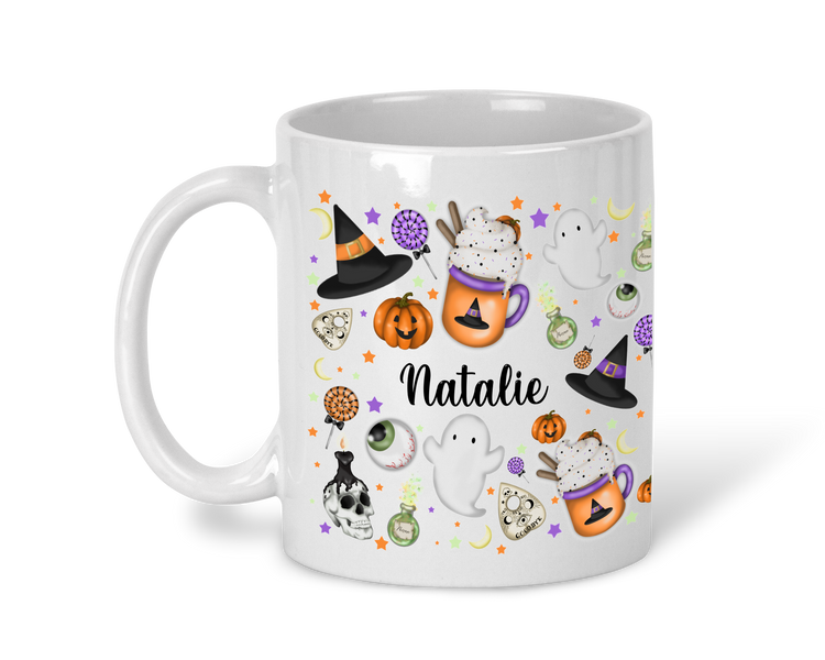 Personalised Halloween Mug - Autumn Mug With Name - Hot Chocolate Mug