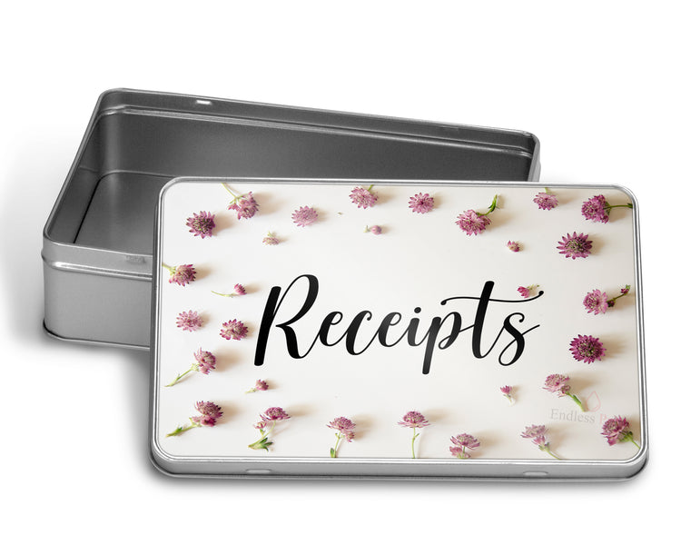 Receipts Keep Safe Metal Storage Tin Box