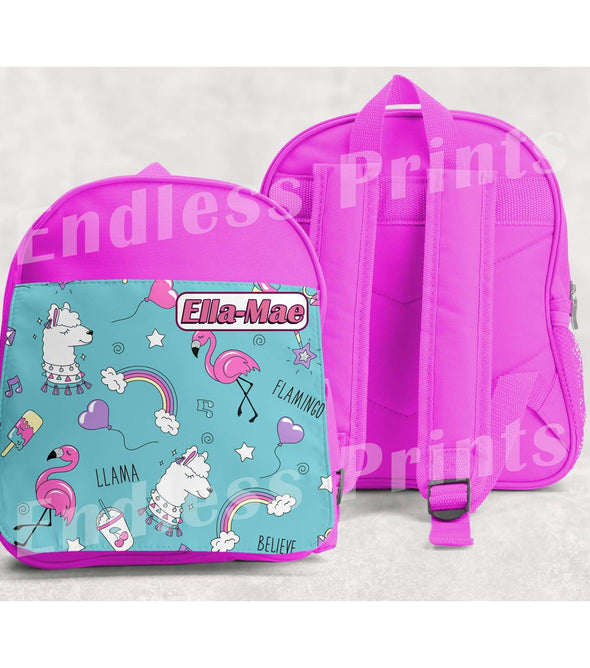Llama & Flamingo School Backpack - Personalised:BackpackEndlessPrintsUK