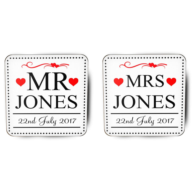 Mr & Mrs Wedding - Drinks Coasters:CoasterEndlessPrintsUK