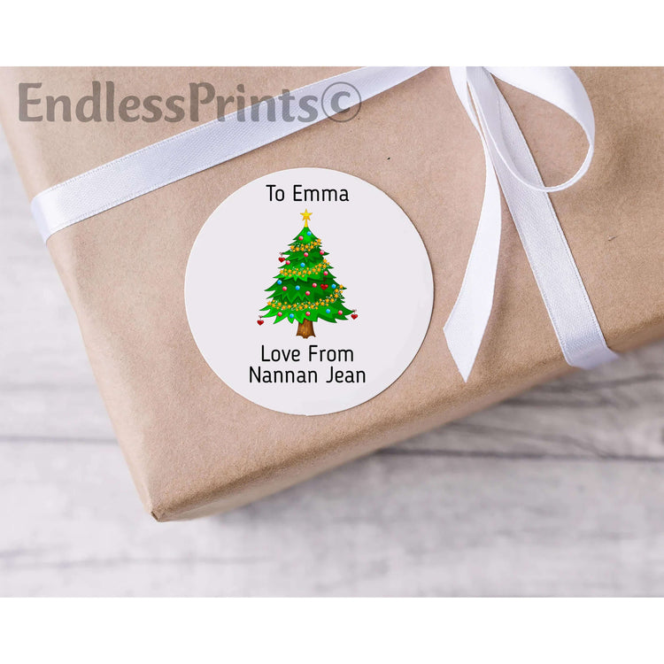 Personalised Christmas Tree Gift Tag Stickers:Gift Tags & LabelsEndlessPrintsUK