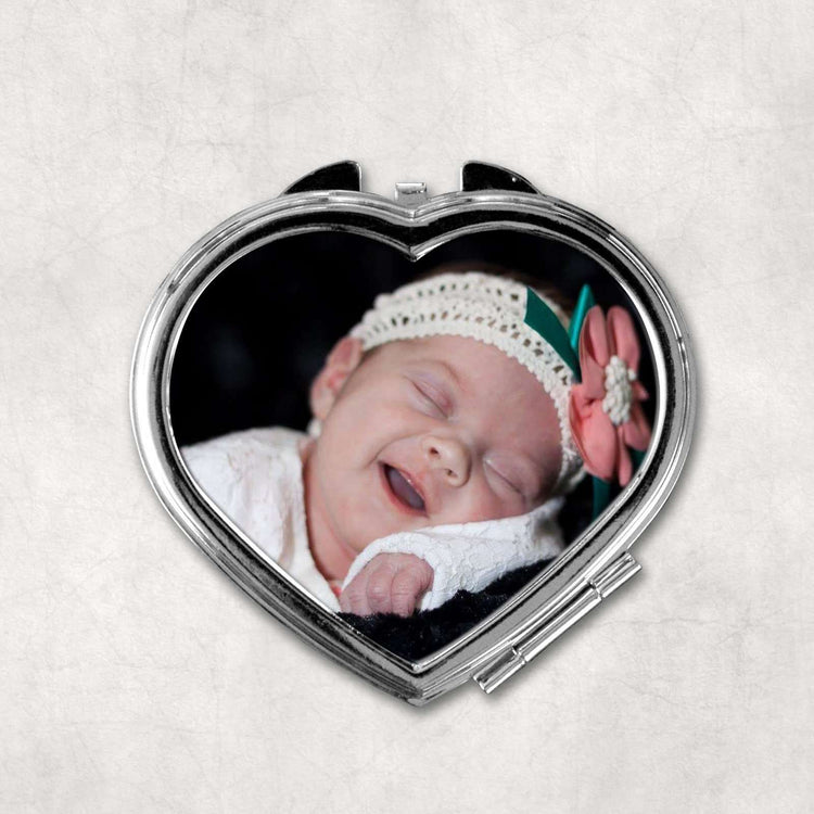 Personalised Heart Pocket Compact Mirror:Compact MirrorEndlessPrintsUK