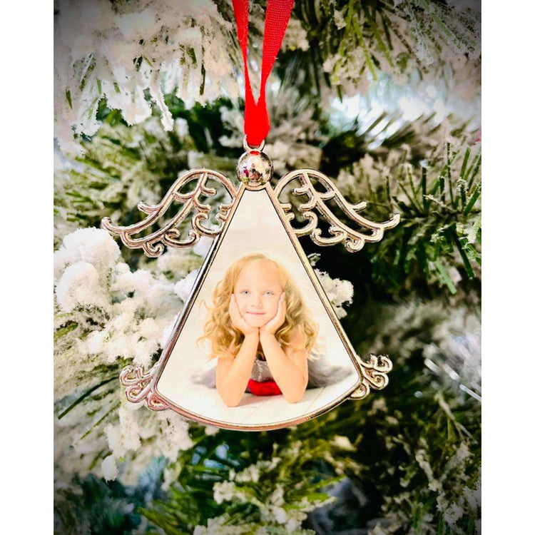 Personalised Silver Angel Christmas Tree Decoration:EndlessPrintsUK
