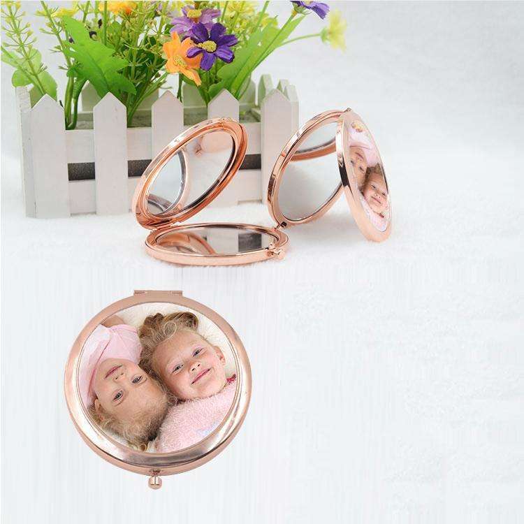 Rose Gold Round Compact Mirror - Personalised:Compact MirrorEndlessPrintsUK