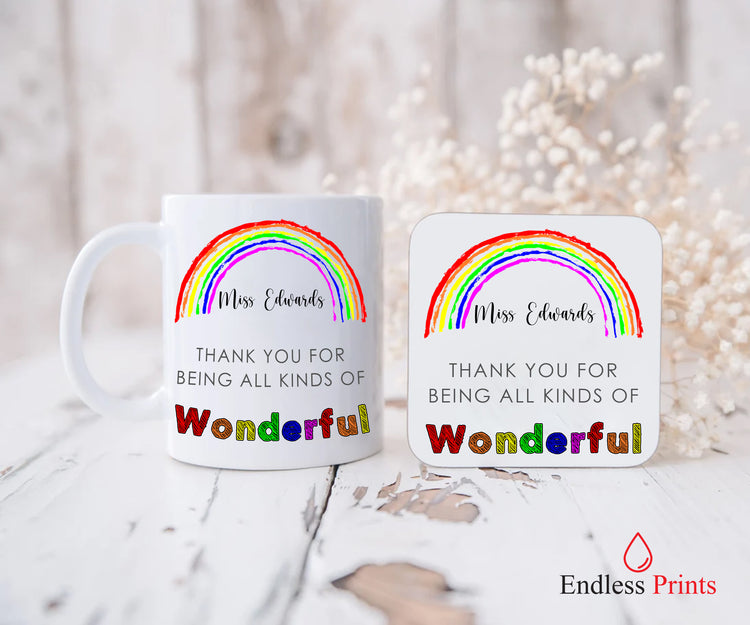 personalised teacher gift mug coaster set leaving end of term gift