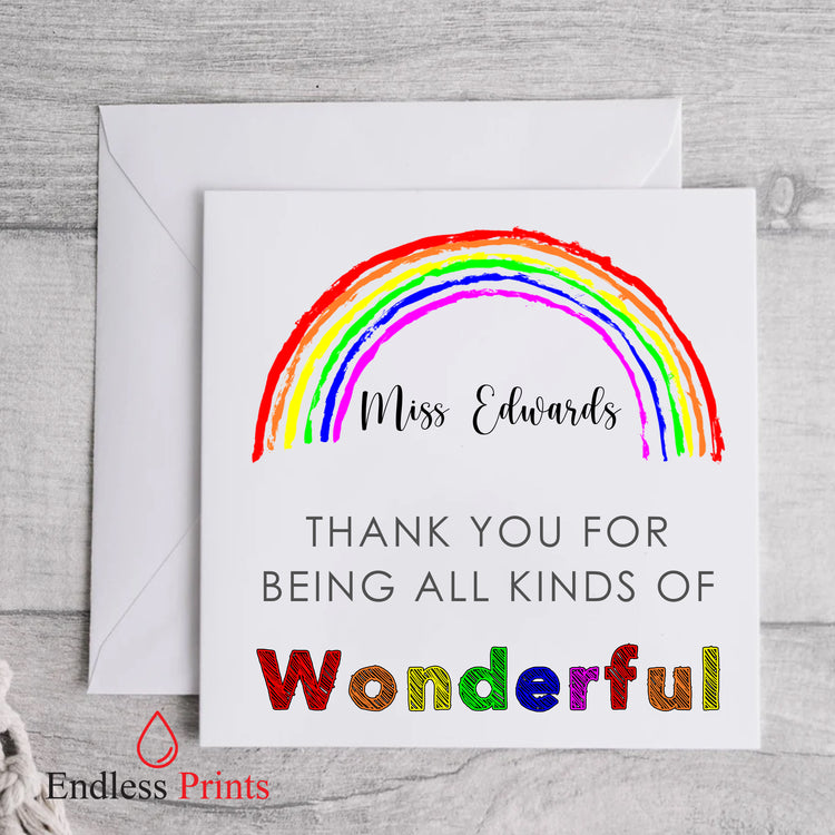 personalised teacher end of school term greeting card