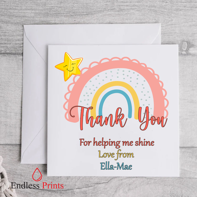 personalised teacher school leaving end of term greeting card