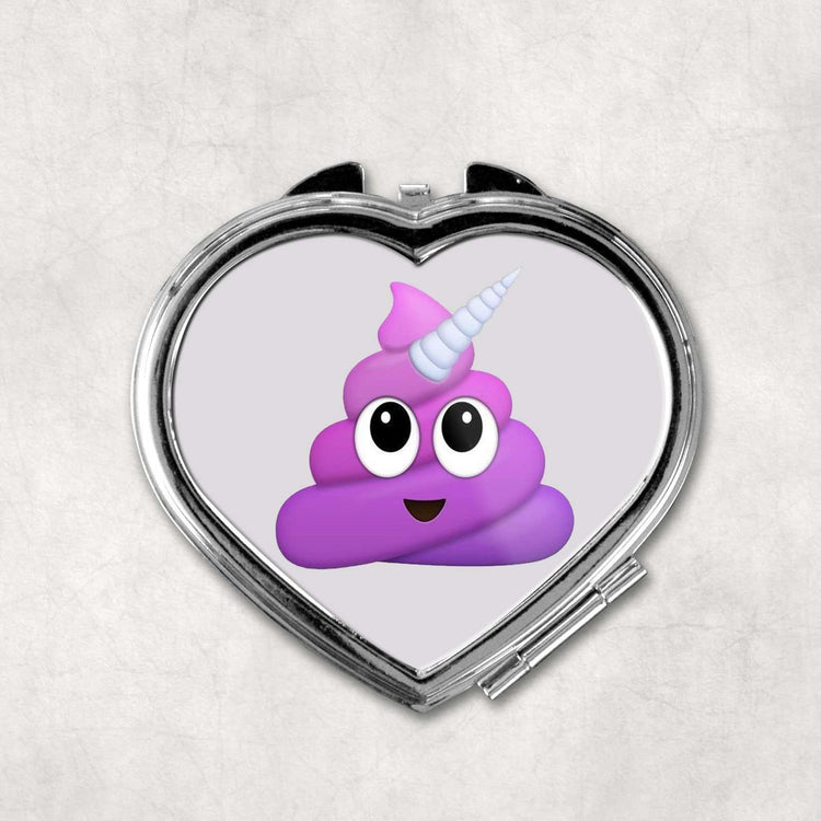 Unicorn Poop Heart Pocket Compact Mirror:Compact MirrorEndlessPrintsUK