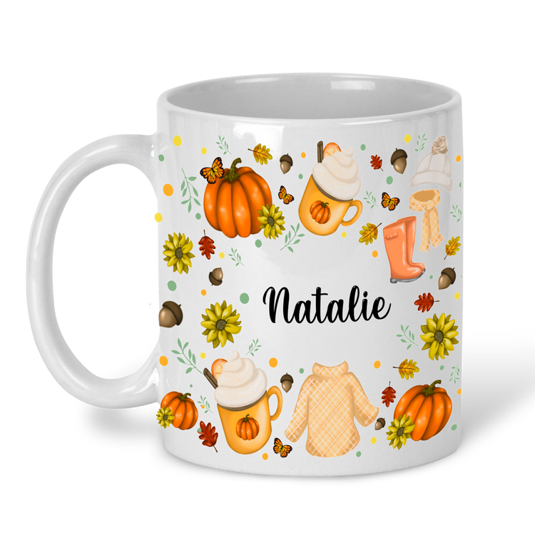 Personalised Autumn Themed Hot Chocolate Cold Nights Mug