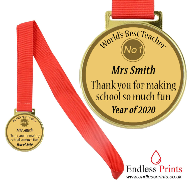 World's Best Teacher Medal:MedalEndlessPrintsUK