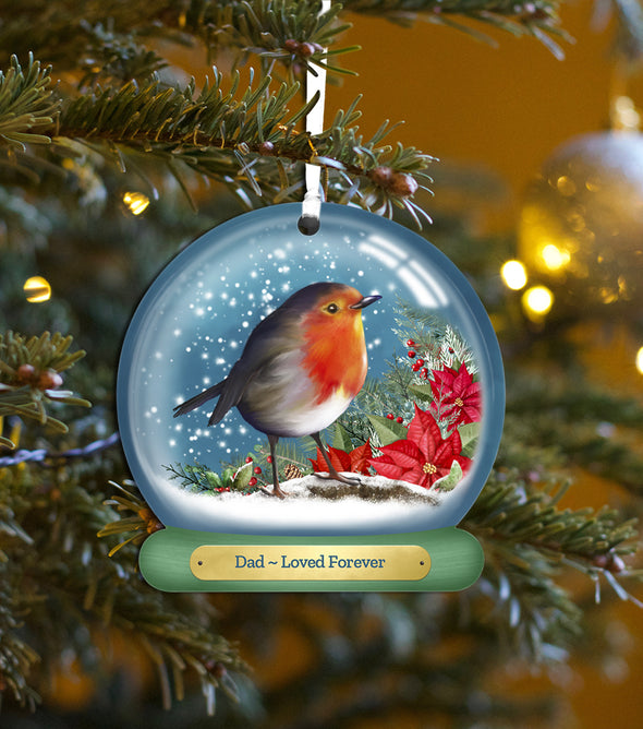Remembrance Robin Snowglobe Bauble - Personalised