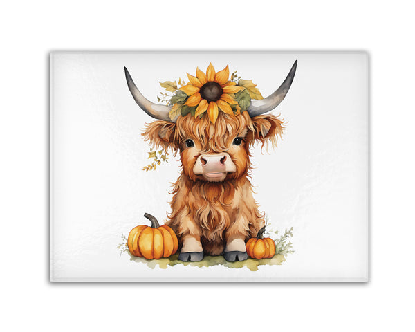Highland Cow Kitchen Premium Glass Cutting / Chopping Board - Cute Gift