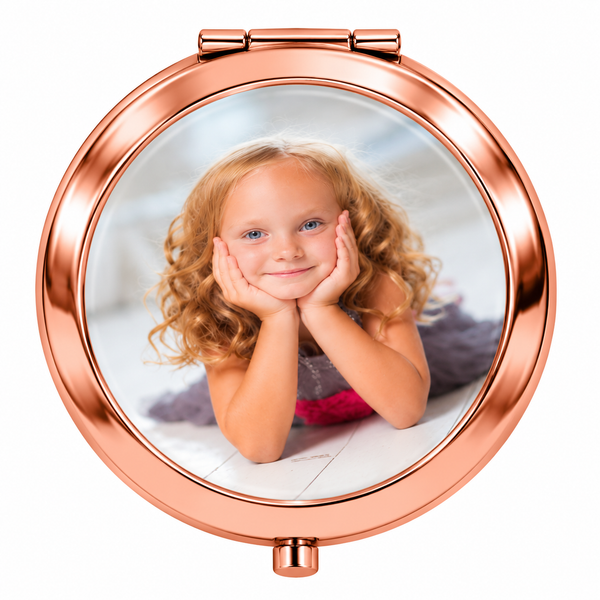 Photo Rose Gold Handbag Compact Mirror - Personalised Image / Picture Gift