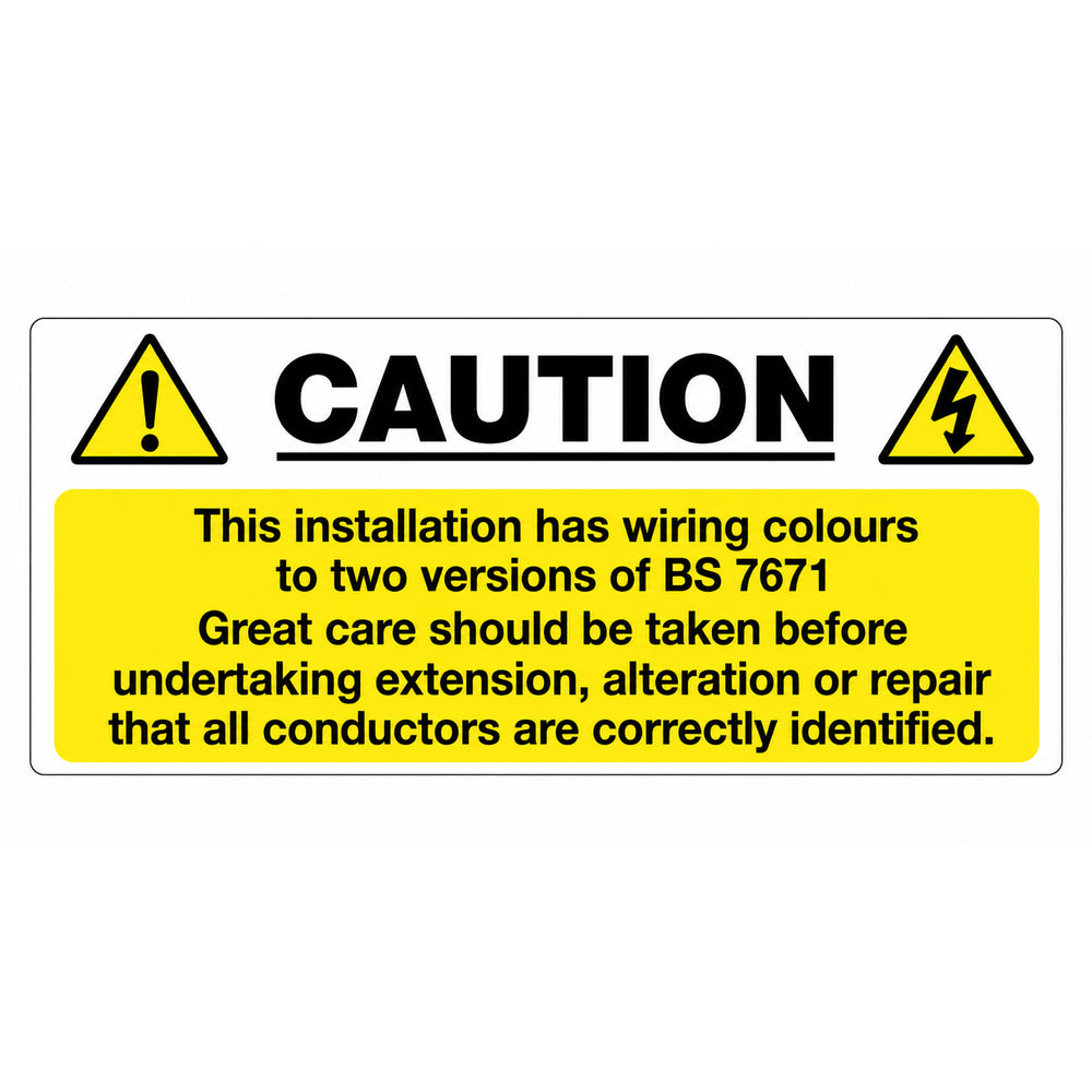 BS7671 Wiring Colours Labels