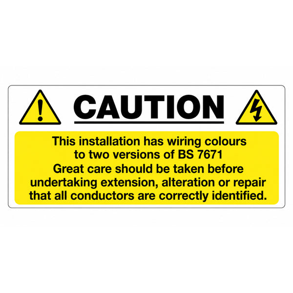 BS7671 Wiring Colours Labels