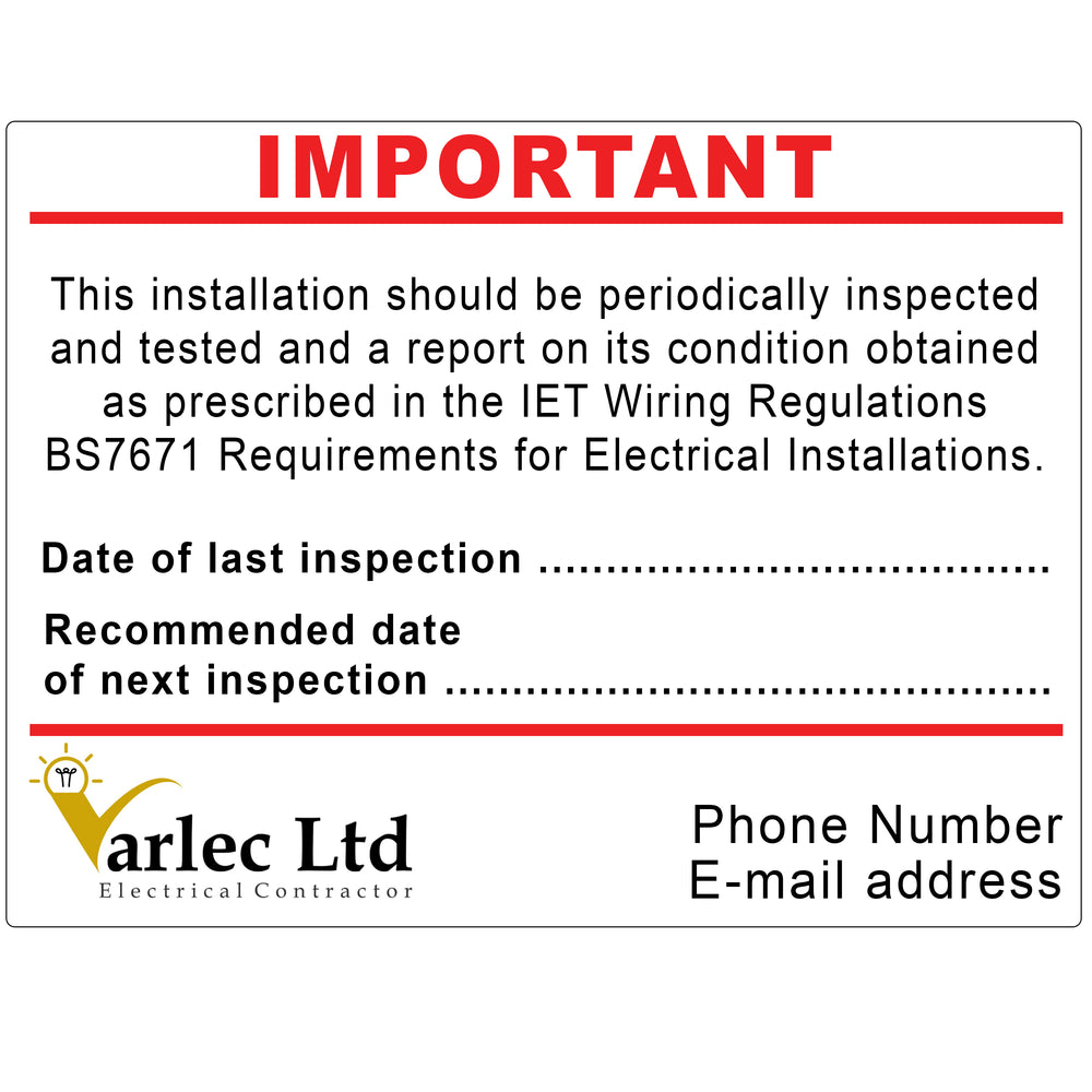 Electrical Inspection Periodic Test Labels/Stickers