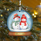 Snowman & Snow Woman Christmas Bauble - Personalised