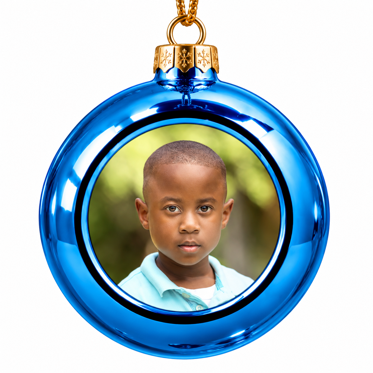 Personalised Photo Christmas Bauble - Blue
