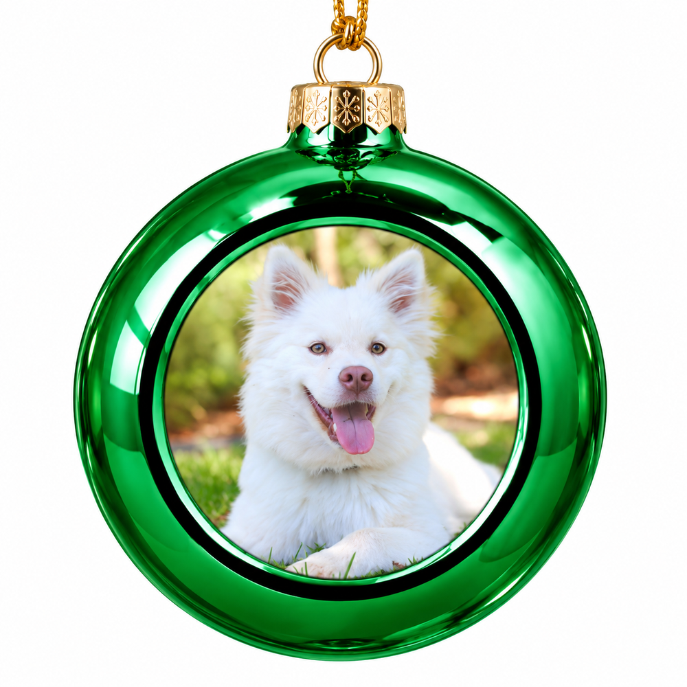 Personalised Photo Christmas Bauble - Green