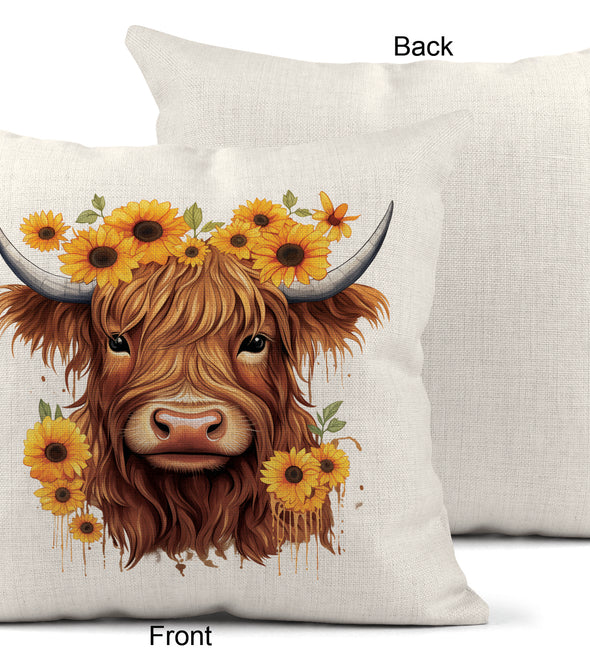 Highland Cow - Linen Pillow