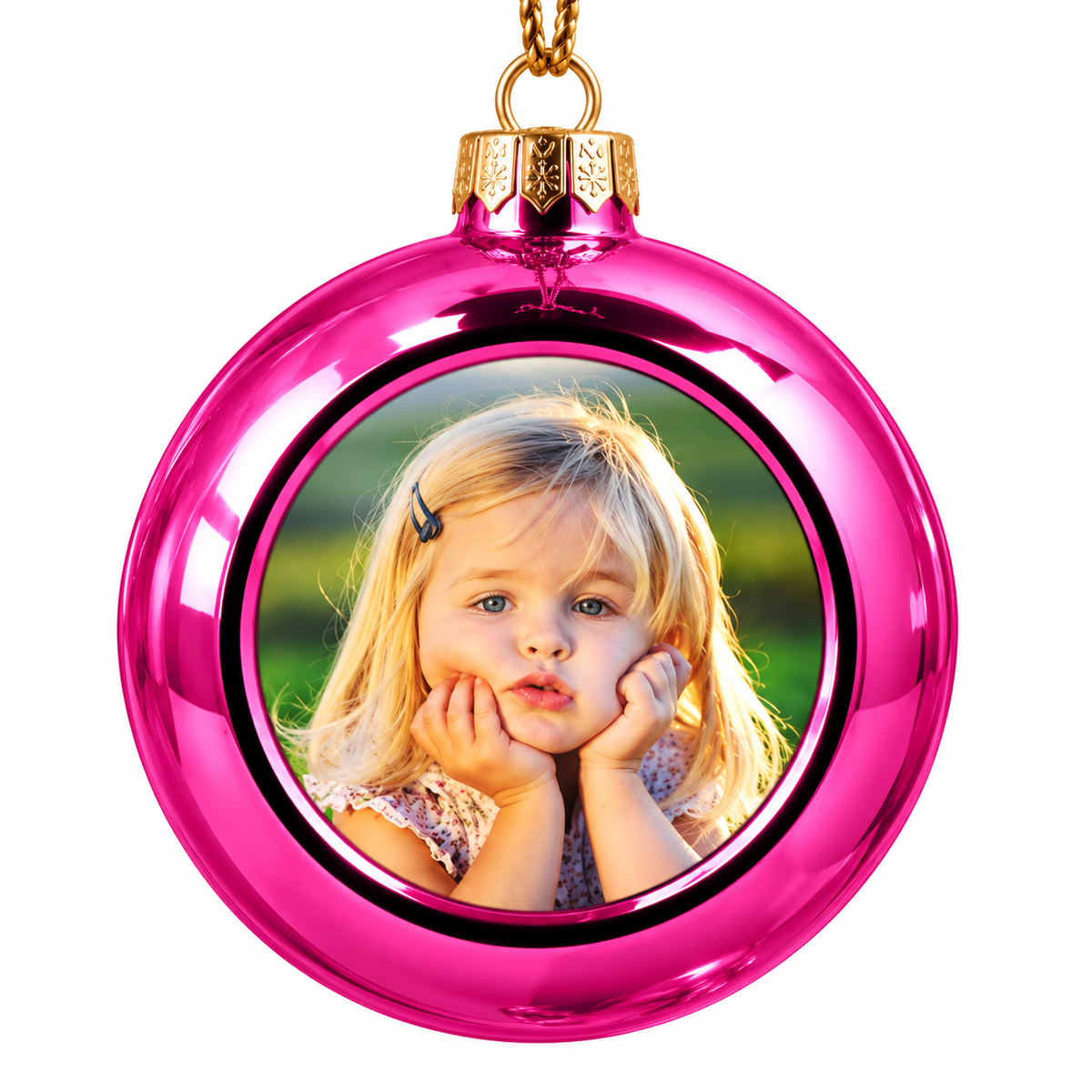 Personalised Photo Christmas Bauble - Pink