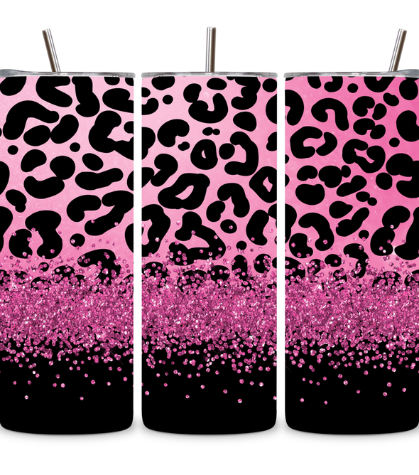Pink Glitter Cheetah Tumbler