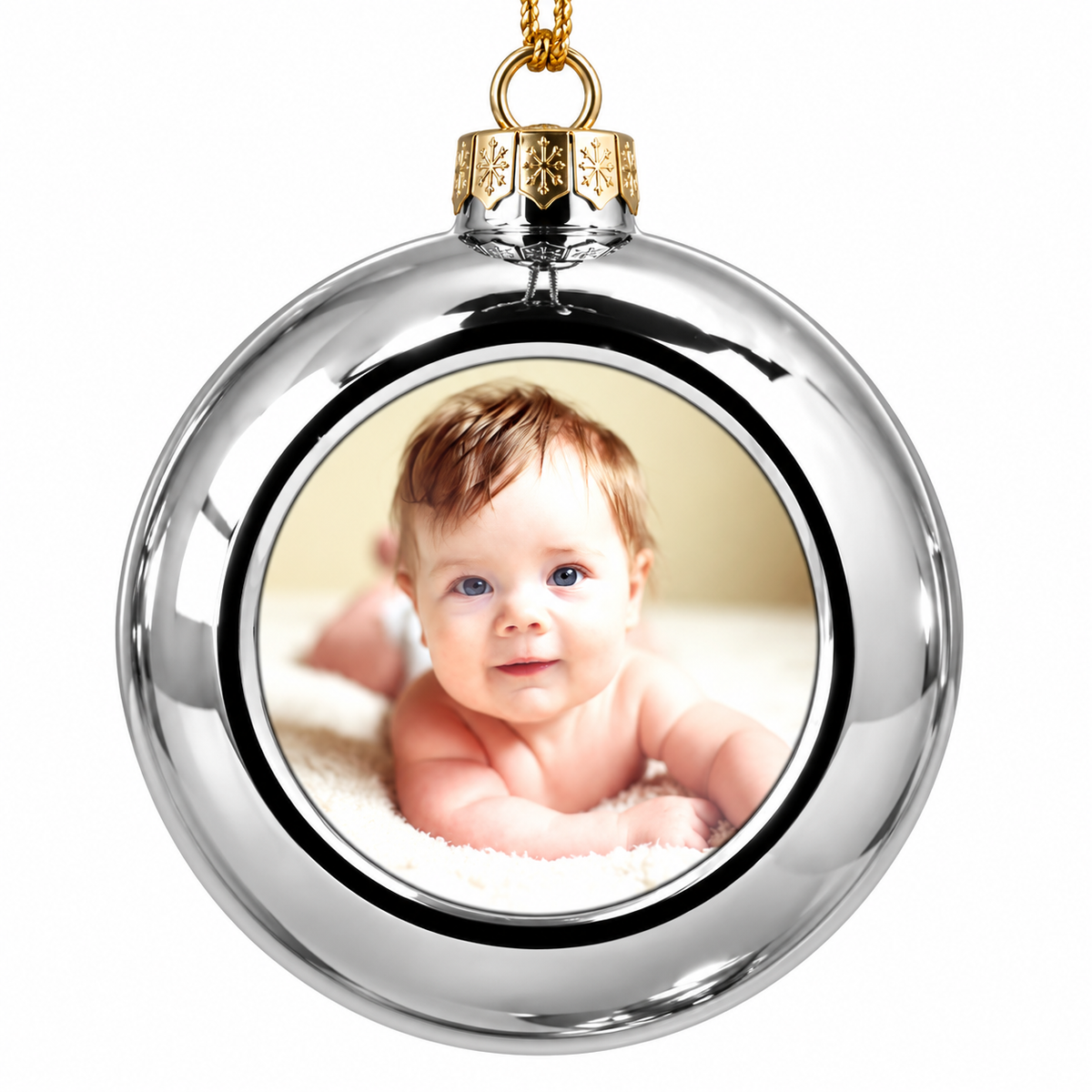 Personalised Photo Christmas Bauble - Silver