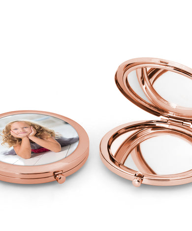 Photo Rose Gold Handbag Compact Mirror - Personalised Image / Picture Gift