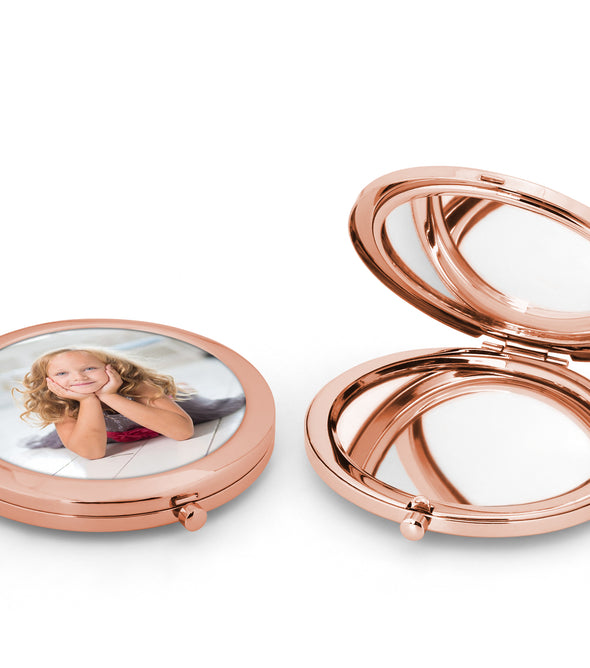 Photo Rose Gold Handbag Compact Mirror - Personalised Image / Picture Gift