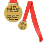personalised gold medal any message / text perfect gift 