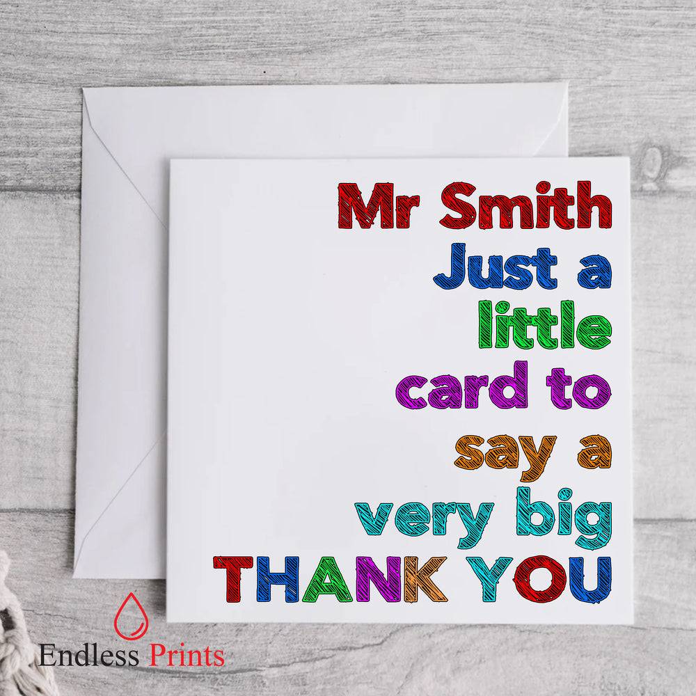 personalised teacher end of school term greeting card