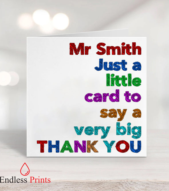 personalised teacher end of school term greeting card