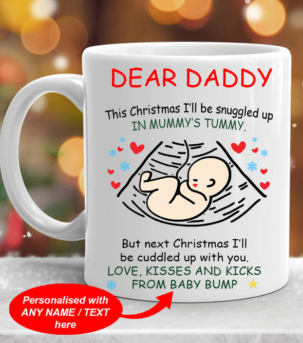 personalised daddy to be from bump gift personalised christmas mug