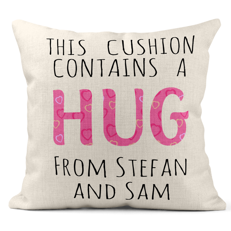 PErsonalised cushion contains a hug - mothers day christmas birthday gift for her