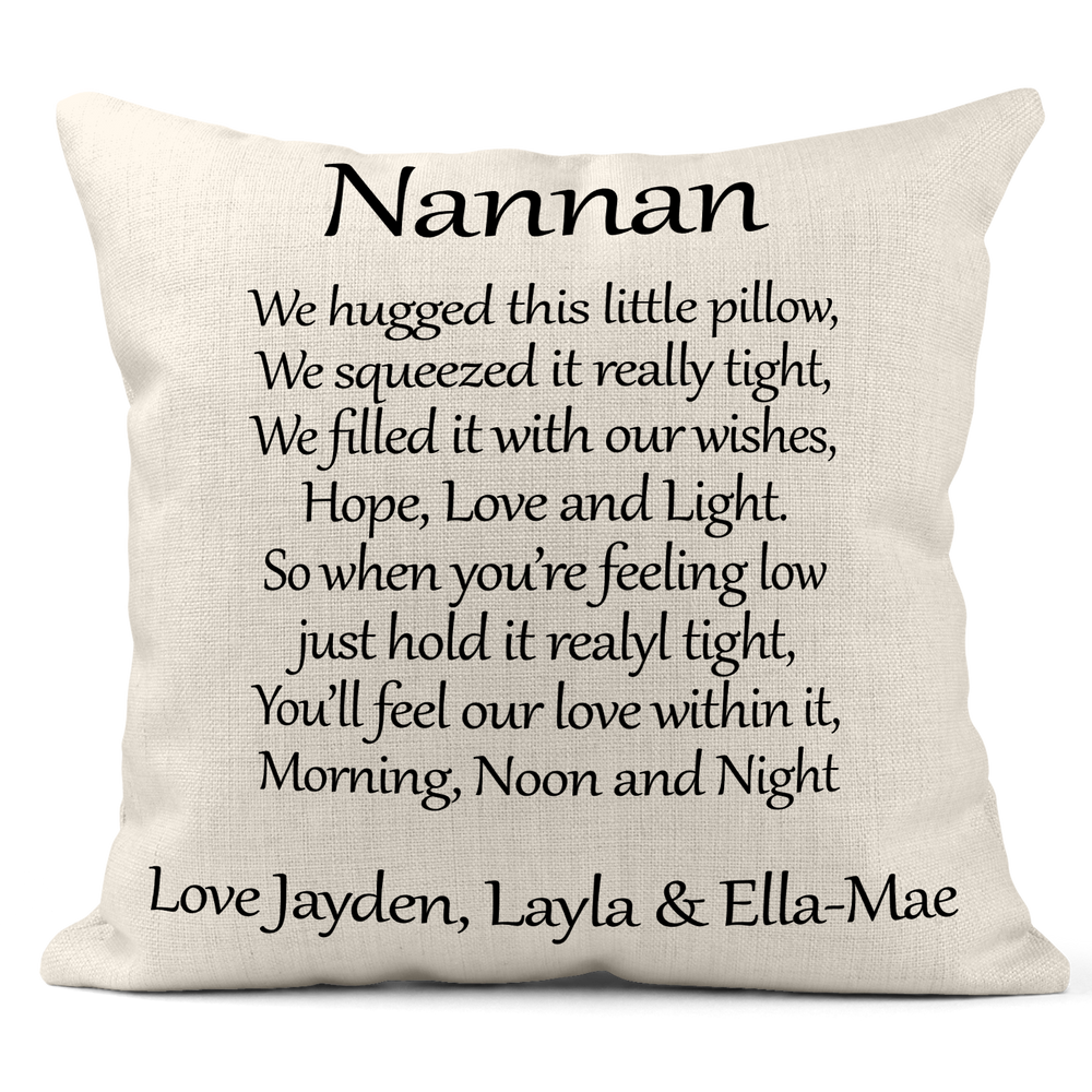 personalised grandparent, nanny, nannan, gran, granny, Mum gift pillow 