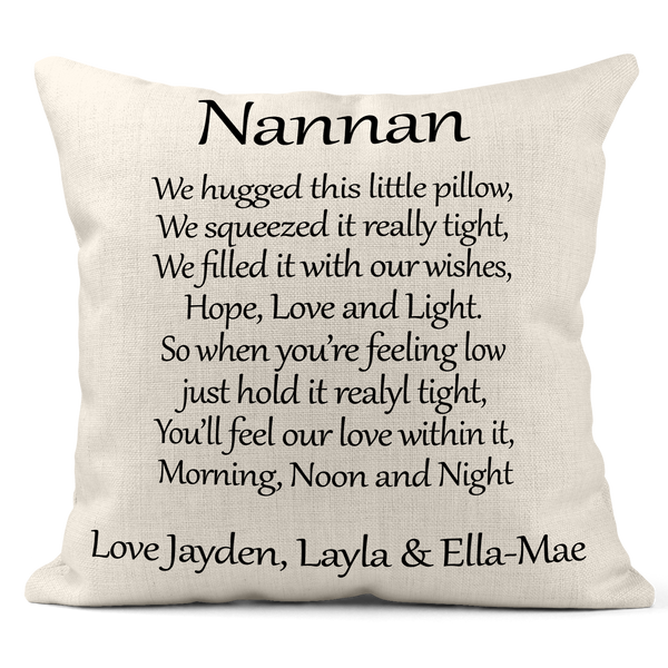 personalised grandparent, nanny, nannan, gran, granny, Mum gift pillow 