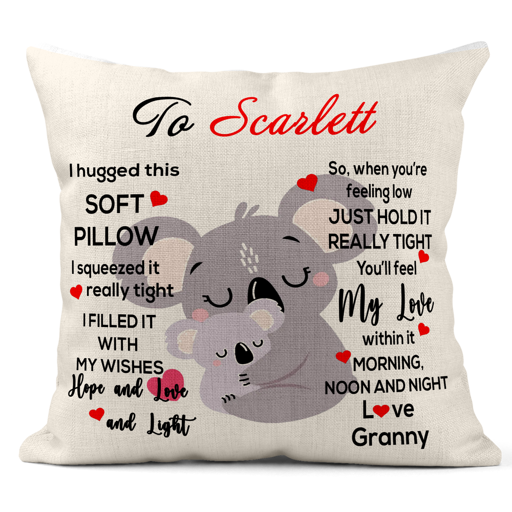 Koala personalised hug cushion 
