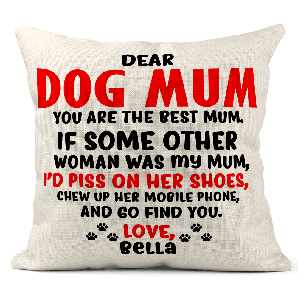 personalised best dog mum cushion mothers day gift 