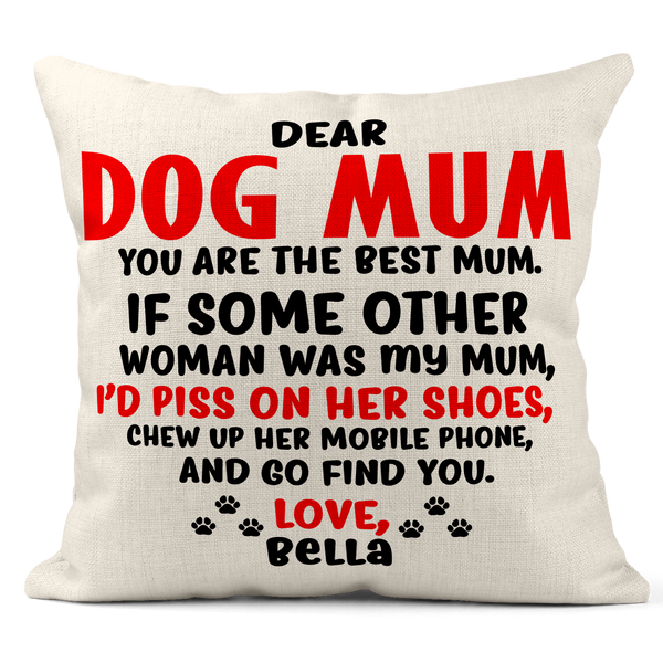 personalised best dog mum cushion mothers day gift 