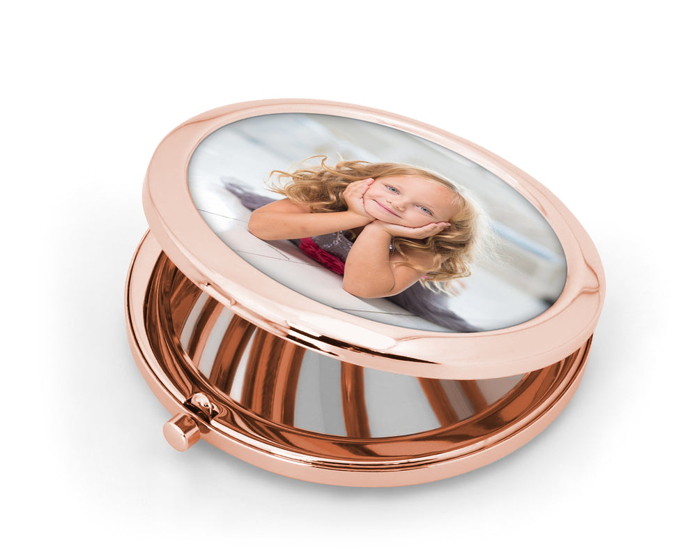 Photo Rose Gold Handbag Compact Mirror - Personalised Image / Picture Gift