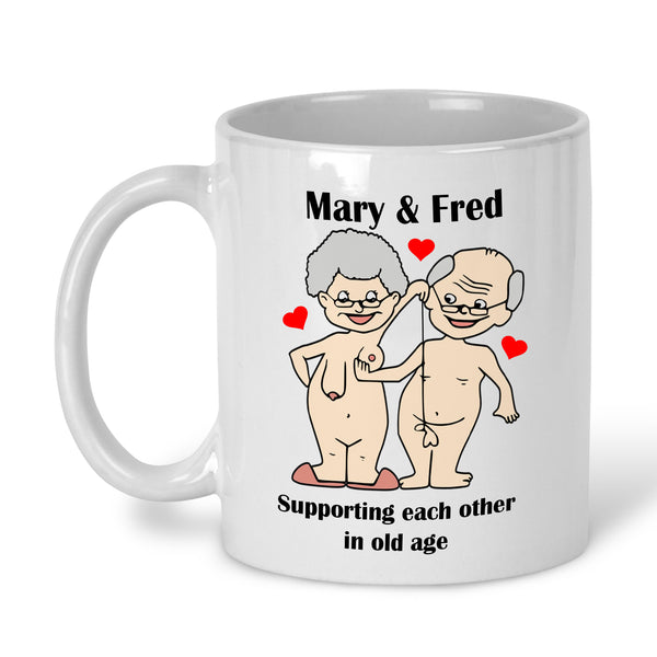 funny supporting each other rude personalised mug