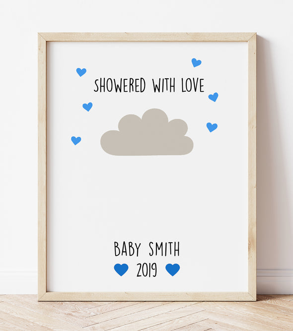 Personalised Baby Shower Fingerprint Birth Keepsake A4 Poster Print
