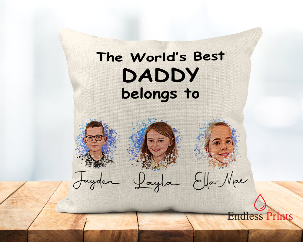 Personalised best daddy belongs to cushion - father's day gift